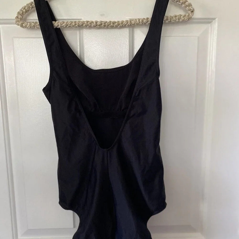 Anita Classix One Piece Swimsuit Size 8 Black White Stitching C Cup Vintage Look